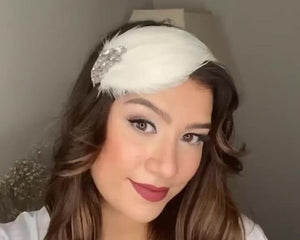 Ava crystal and feather wedding headband