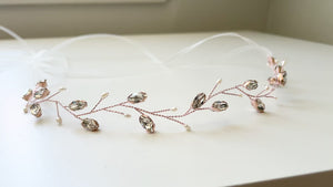 Rose gold, silver or gold crystal wedding headband browband - India