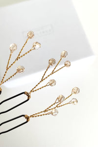 Small clear gold crystal hairpins by Debbie Carlisle - Haillie 