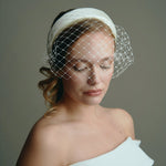 Ada merry widow padded ivory veil headband