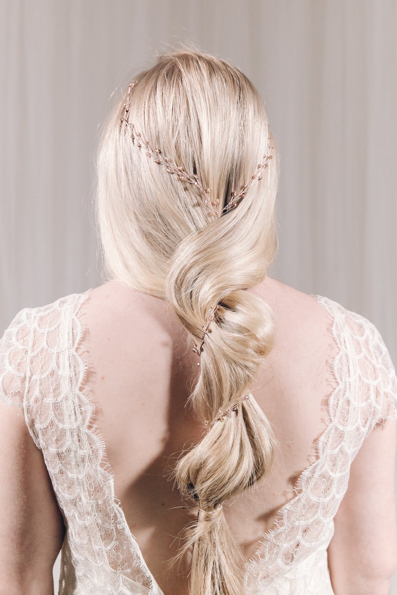 Crystal and pearl plait bridal hairvine in gold, silver or rose gold - Amy 'Y' hair vine