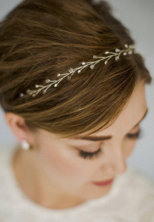 Simple crystal wedding hairvine headband - Amy