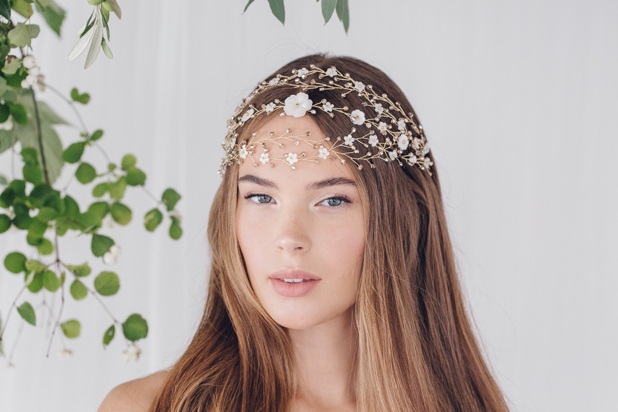 Crystal bohemian intertwined wedding hair vine - Anastasia - Debbie Carlisle