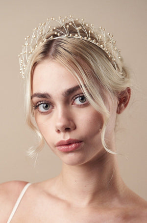 Rustic crown with antique gold crystals - Helena