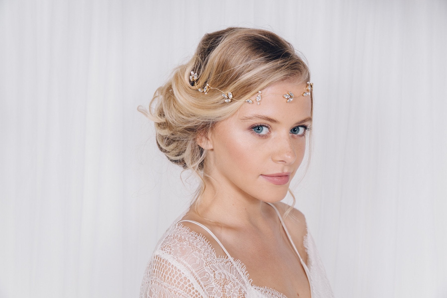 Delicate crystal and pearl bridal headband - Anya - Debbie Carlisle