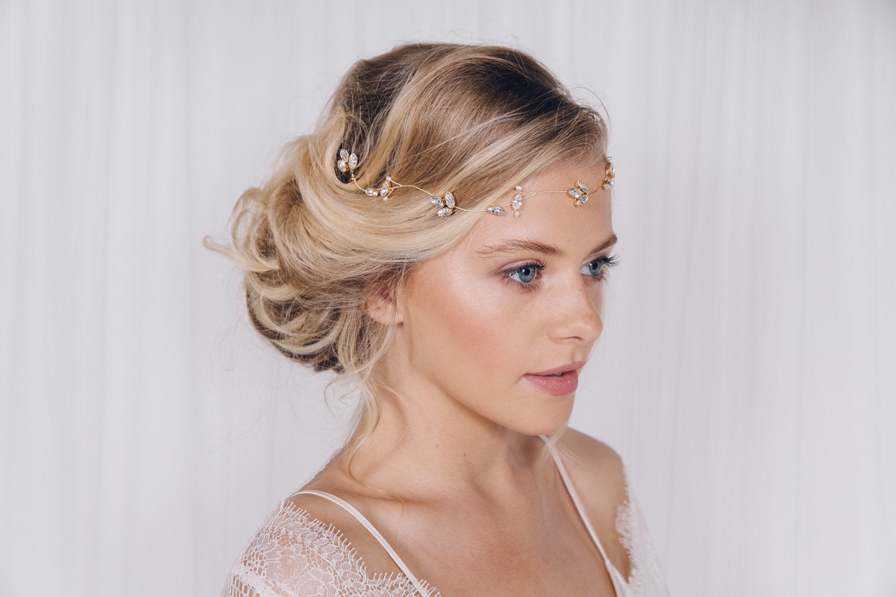 Delicate crystal and pearl bridal headband - Anya - Debbie Carlisle