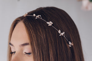 Delicate crystal and pearl bridal headband - Anya - Debbie Carlisle