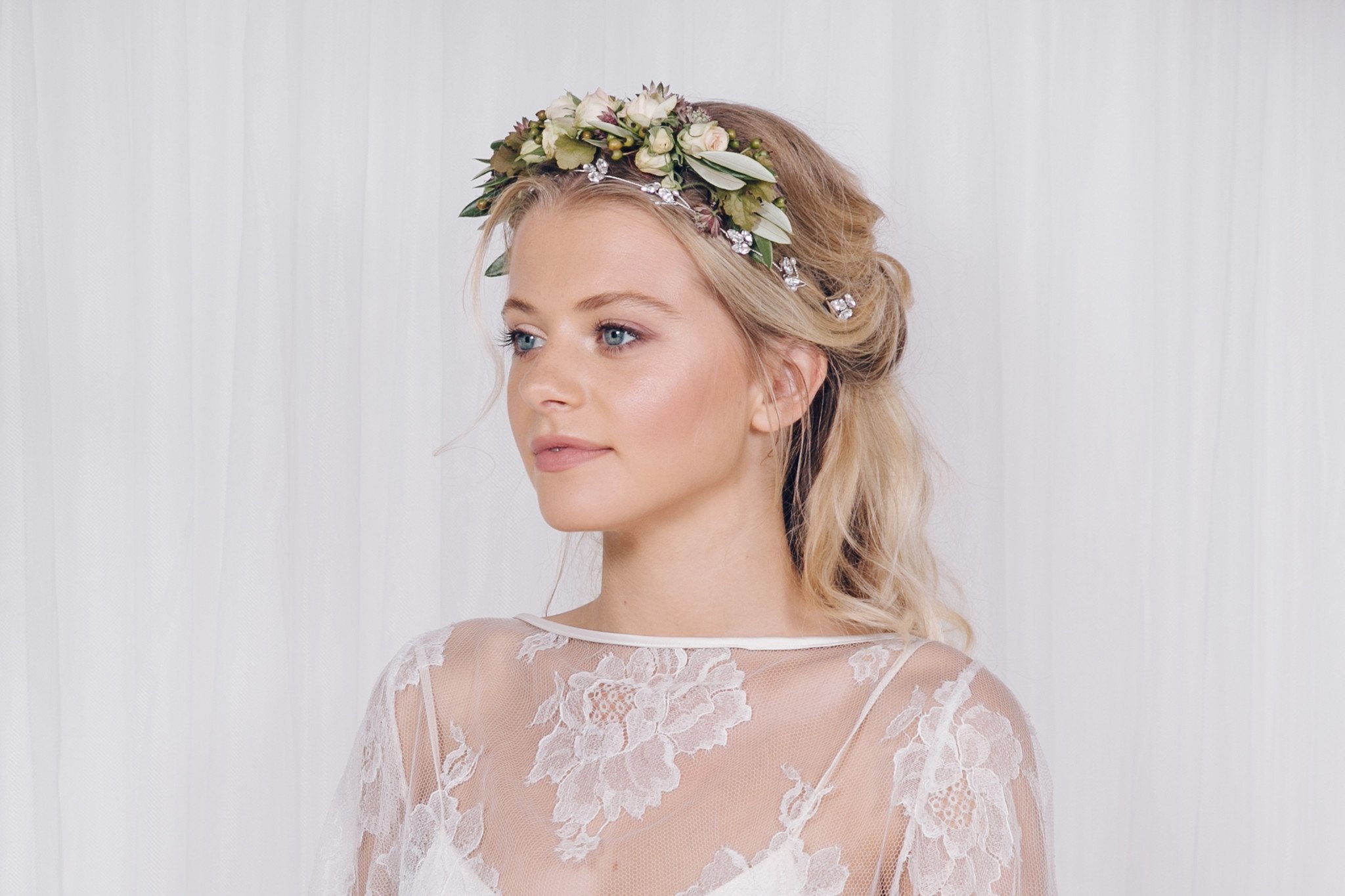 Delicate crystal and pearl bridal headband - Anya - Debbie Carlisle