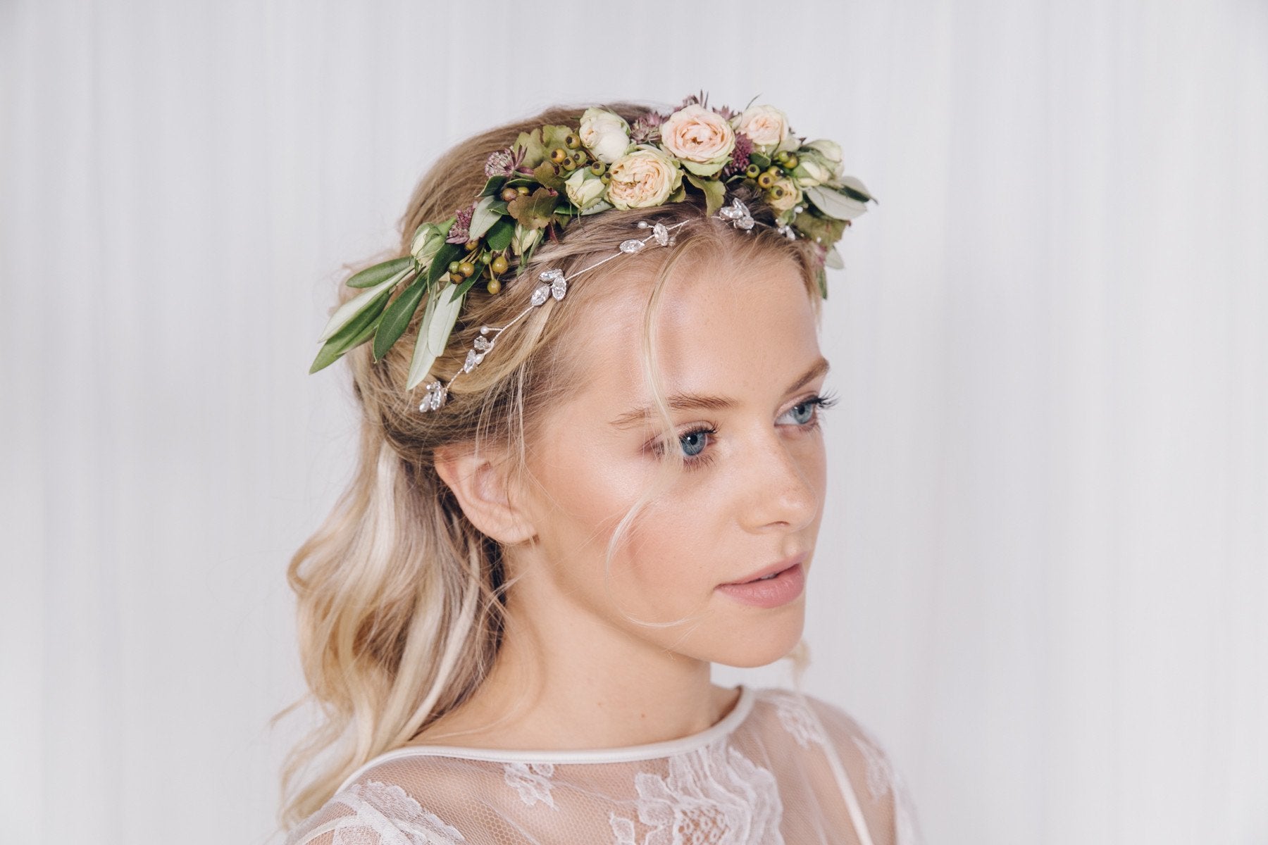 Delicate crystal and pearl bridal headband - Anya - Debbie Carlisle