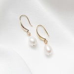 Aria gold  teardrop freshwater pearl French hook earrings debbiecarlisle.com £45