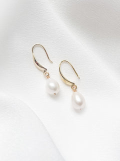 Aria gold  teardrop freshwater pearl French hook earrings debbiecarlisle.com £45