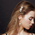 Asteria Swarovski Crystal star and pearl cluster wedding hair comb and earrings set by debbiecarlisle.com