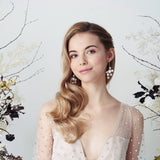 Asteria Swarovski Crystal star and pearl cluster bridal earrings by debbiecarlisle.com