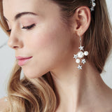 Asteria Silver Swarovski Crystal star and pearl cluster earrings