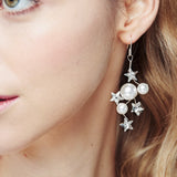 Silver Swarovski Crystal star and pearl celestial bridal earrings