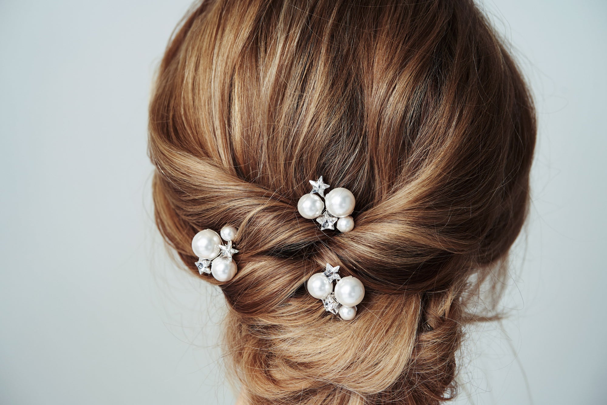 Astra Swarovski Crystal star and pearl cluster hairpins by debbiecarlisle.com