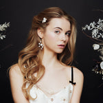 Single Astra Swarovski Crystal star and moon hair pin and Asteria bridal earrings