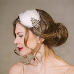 Ava crystal and feather wedding headband Headpiece - Debbie Carlisle