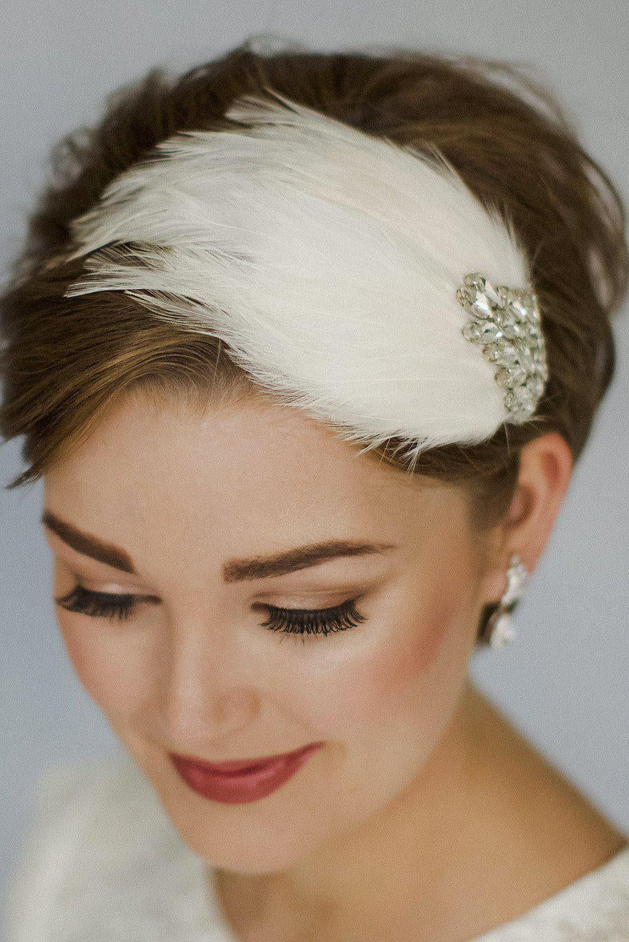 Ava crystal and feather wedding headband - Debbie Carlisle