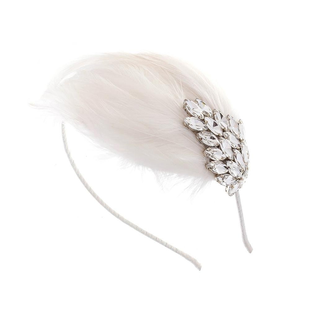 Ava crystal and feather wedding headband Headpiece - Debbie Carlisle