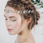 Crystal and freshwater pearl wedding browband forehead band