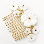 Gold Beth mother of pearl flower wedding comb