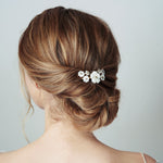 Beth mother of pearl flower bridal hair comb by debbiecarlisle.com