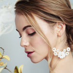Mother of pearl flower statement hoop bridal earrings by Debbie Carlisle