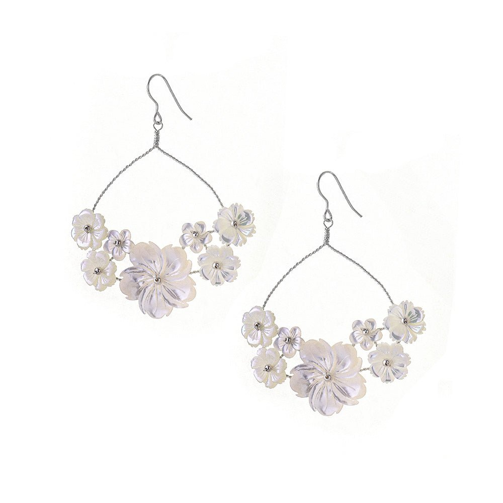 Beth Flower Hoop Earrings and Comb Set