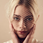 Ivory birdcage wedding veil - mask style - long