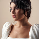Ivory birdcage wedding veil - mask style - short