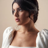 Ivory birdcage wedding veil - mask style - short