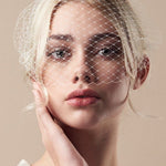 Ivory birdcage wedding veil - mask style - long