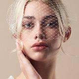 Ivory birdcage wedding veil - mask style - long