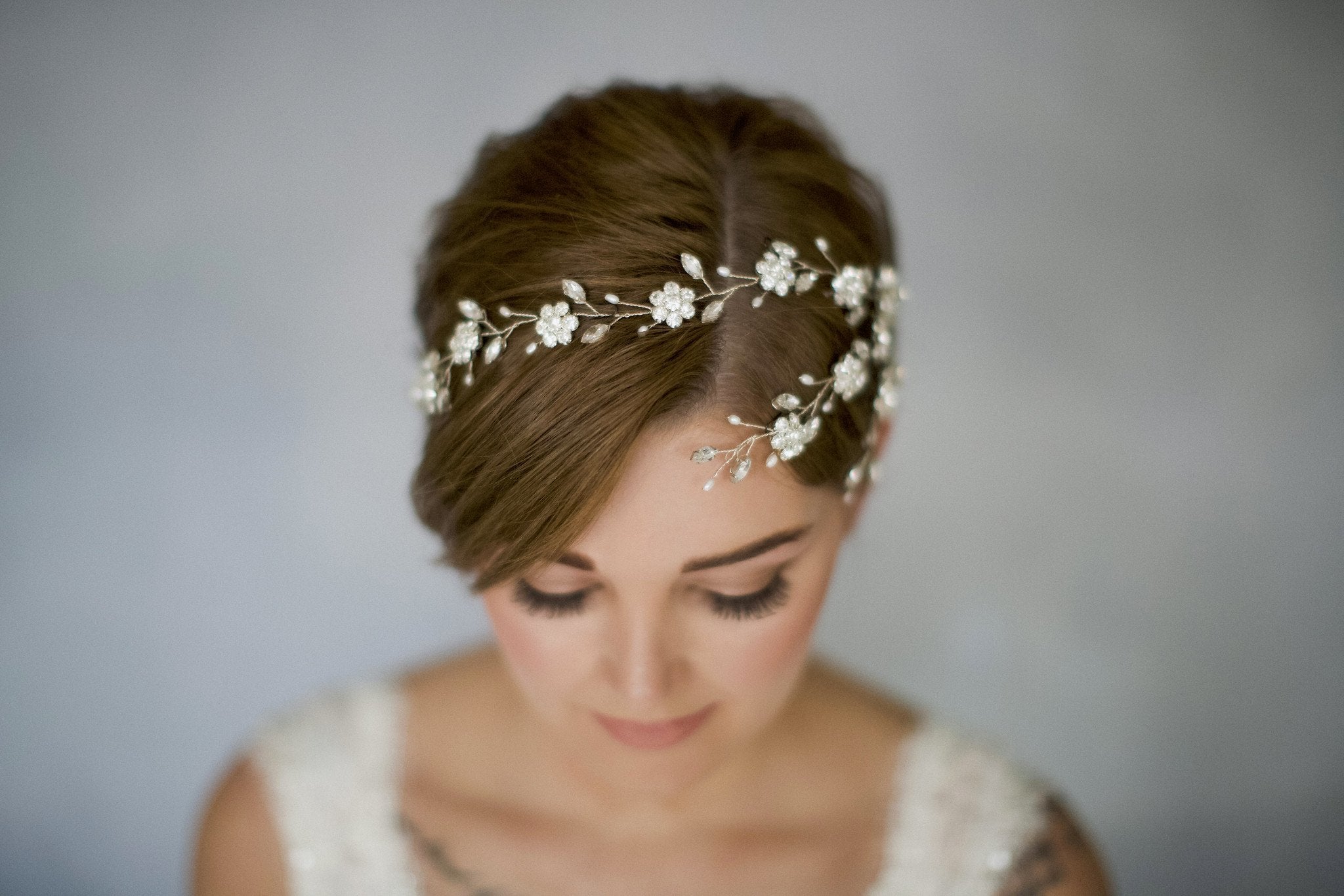 Deco inspired crystal wedding hair vine comb - Blanche - Debbie Carlisle