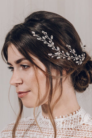 Silver Swarovski crystal bridal hair vine - Cassie