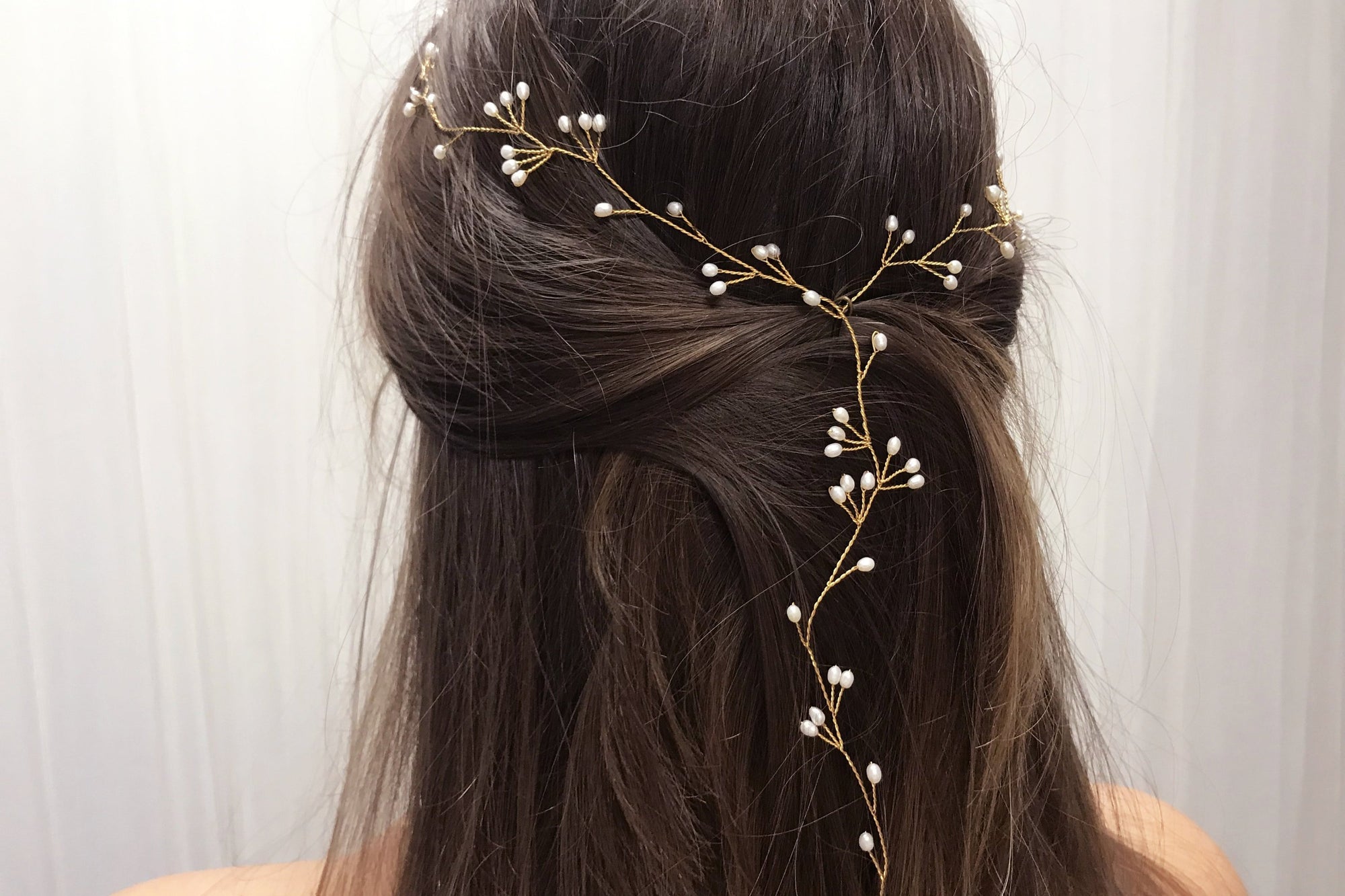 curly hair long crystal hairvine