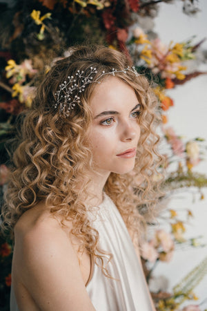 Simple crystal or freshwater pearl hairvine headband - Celine