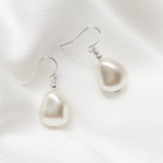 Clara large silver vegan baroque pearl drop earrings