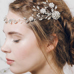 Bohemian crystal and pearl wedding browband 