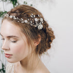 Boho crystal and pearl wedding tiara comb