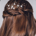 Flower wedding hairpins trio set in gold
