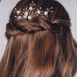 Flower wedding hairpins trio set in gold