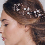 Flower wedding hairpins trio in mother of pearl and crystal 