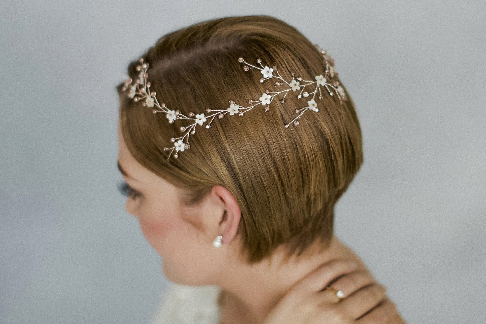 Delicate flower crown wedding halo circlet - Cornelia - Debbie Carlisle