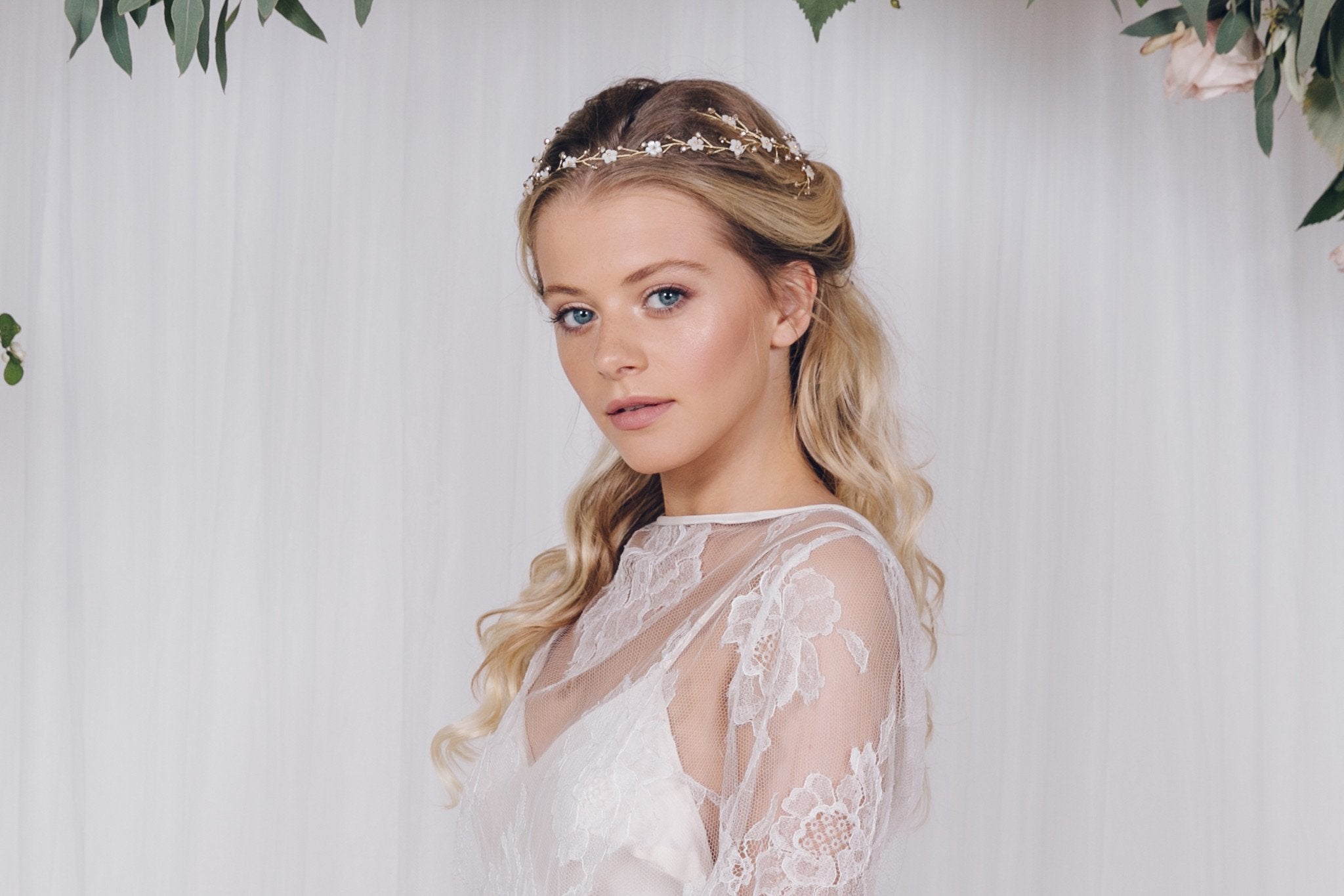 Delicate flower crown wedding halo circlet - Cornelia - Debbie Carlisle