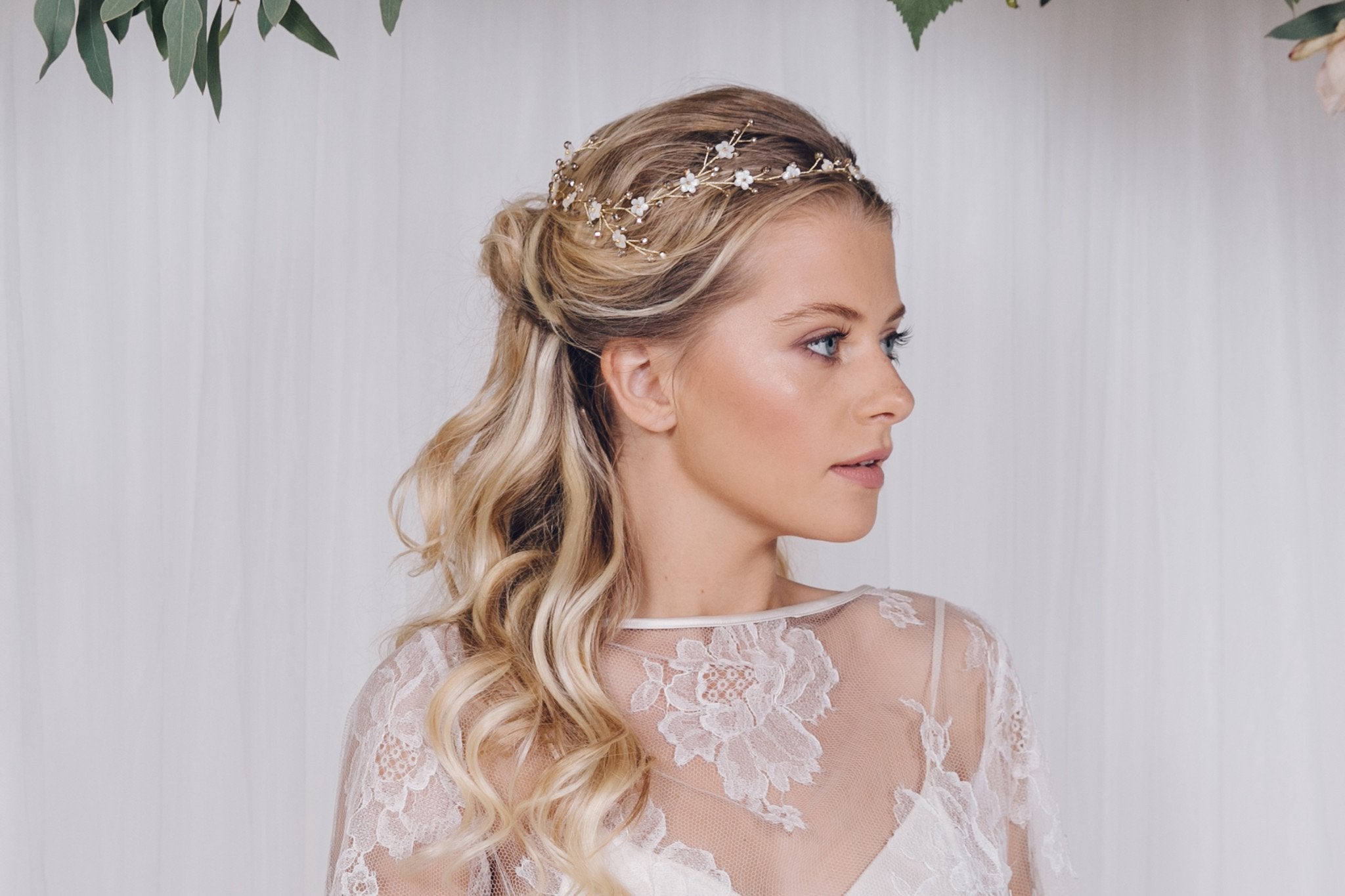 Delicate flower crown wedding halo circlet - Cornelia - Debbie Carlisle