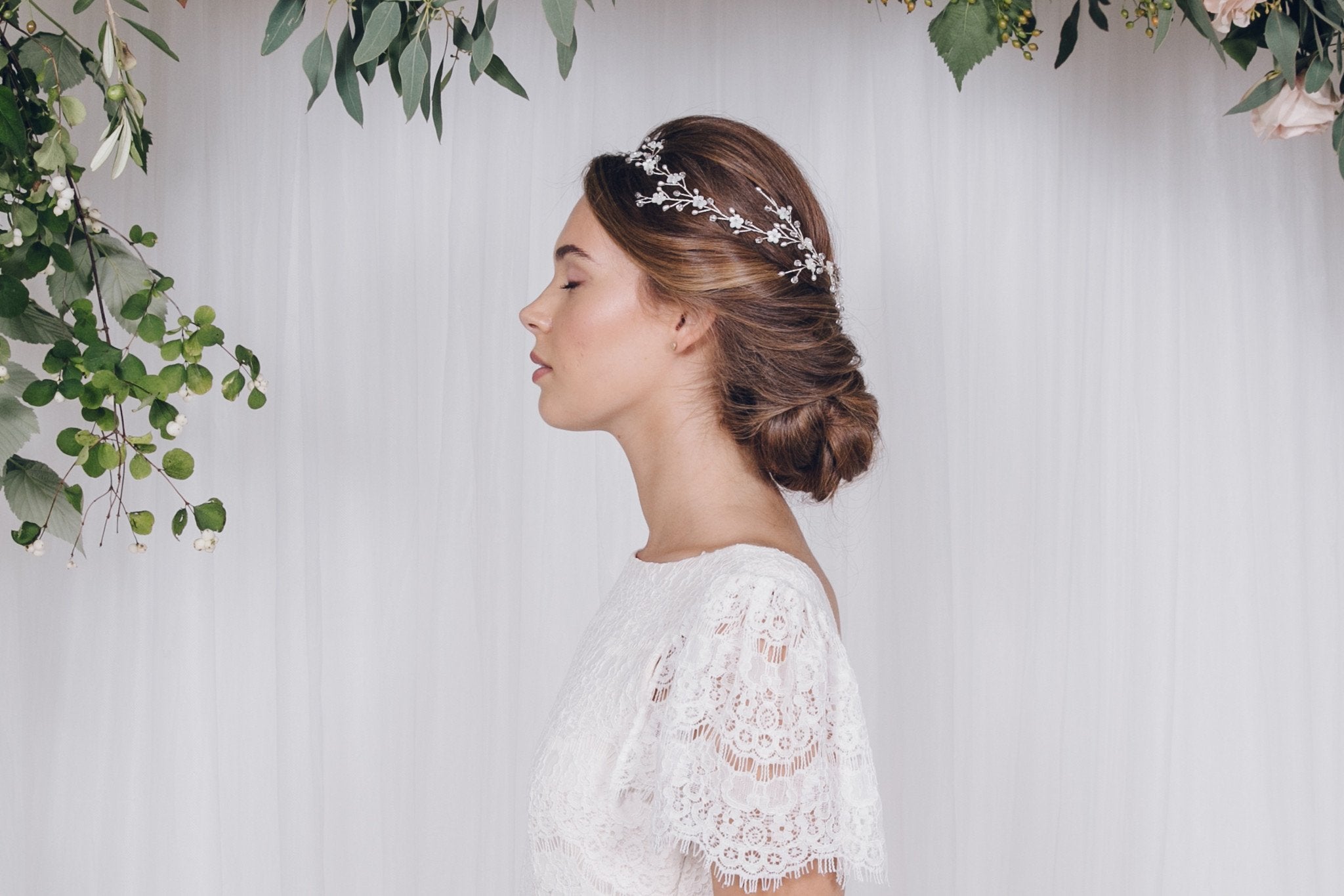 Delicate flower crown wedding halo circlet - Cornelia - Debbie Carlisle