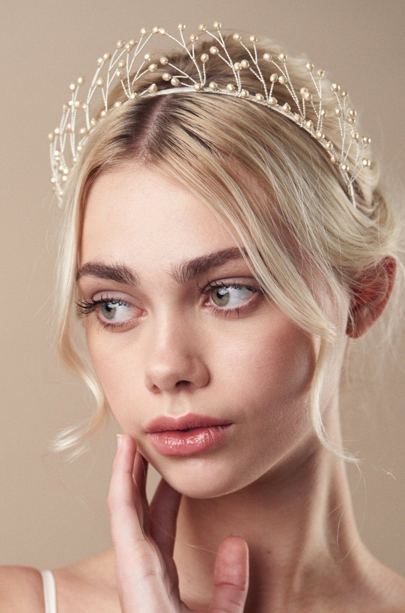 Delicate crown with champagne ivory crystals - Helena - Debbie Carlisle