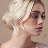 Flower wedding hairpins trio set in mother of pearl and champagne crystal 